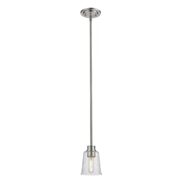 Z-Lite Bohin 1 Light Mini Pendant, Brushed Nickel And Clear Seedy 464MP-BN - main
